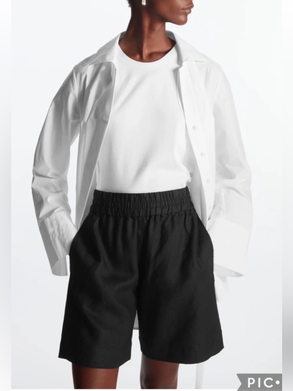 COS Black 100% Linen Shorts